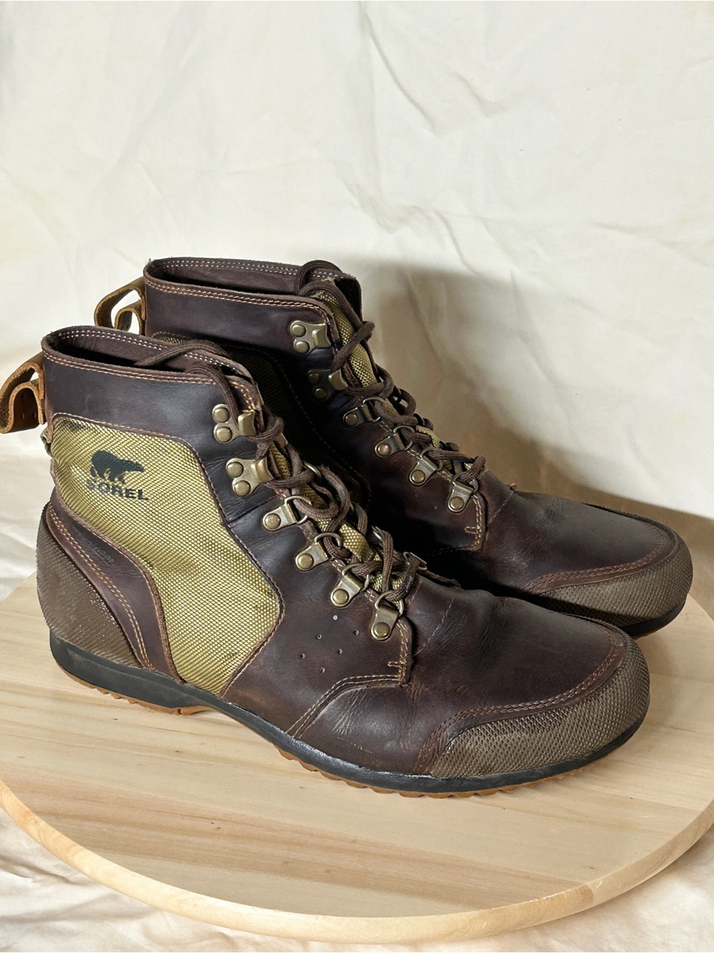 Sorel Men's Ankeny Waterproof Leather Hiker Ankle Boots Brown/Green US 11